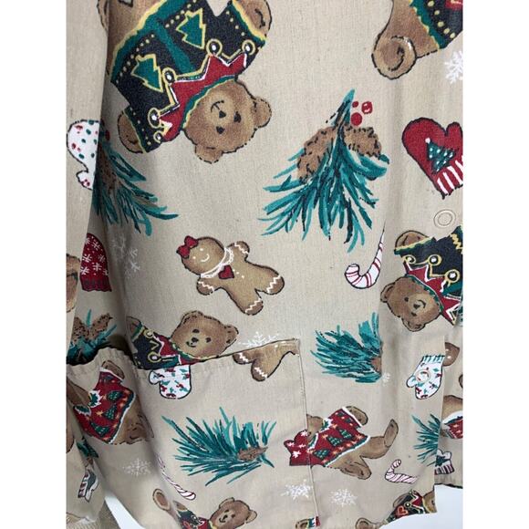 Teddy Bear Christmas Print Womens Long Sleeve Top - Festive Holiday Design - Picture 5 of 10